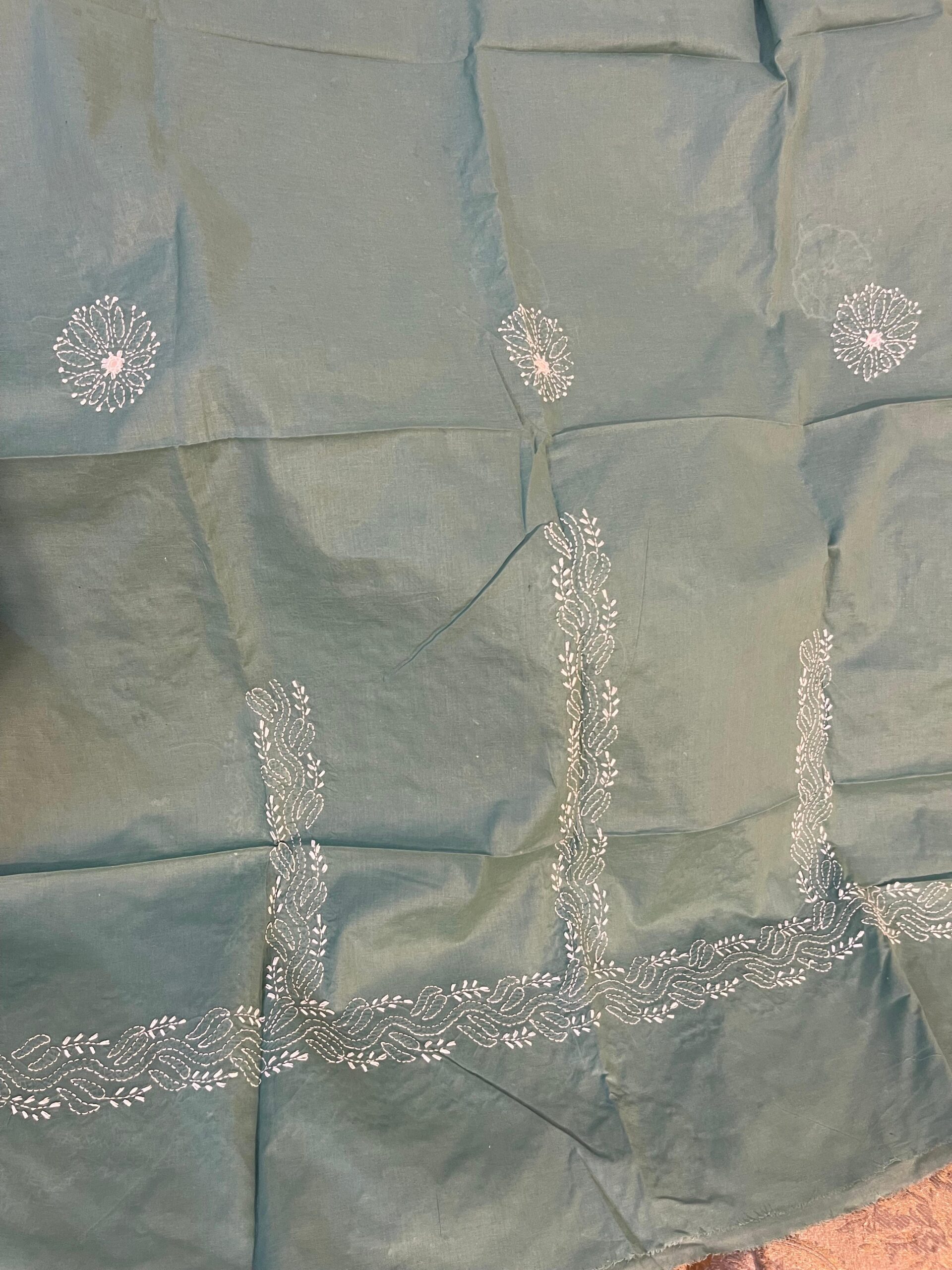 Warm Grey Handmade Chikankari Sheesha 2-Piece Pure Lawn Suit - Image 3