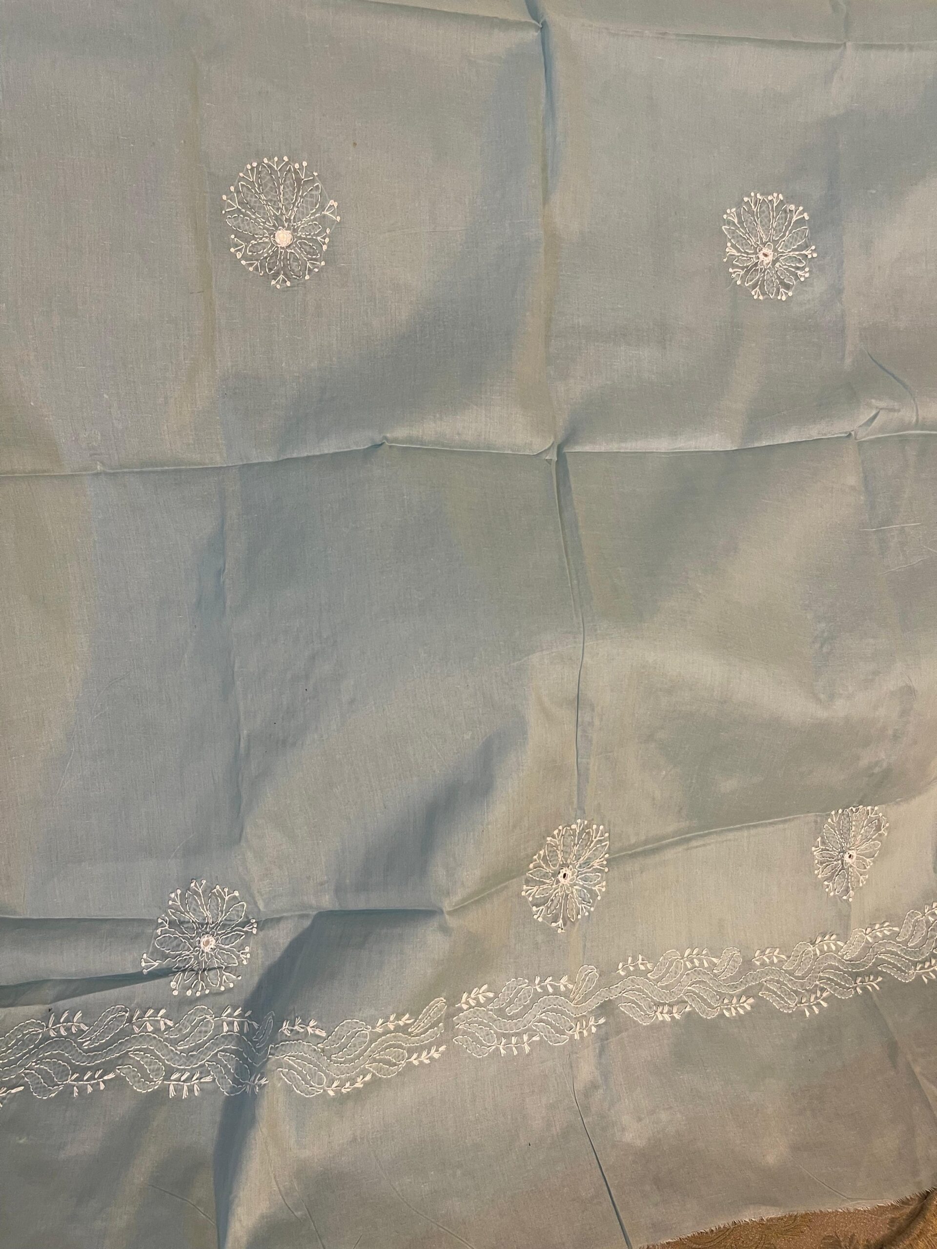 Ash Blue Chikankari Shisha 2-Piece Pure Lawn Suit – Handmade Embroidered Unstitched Suit - Image 5