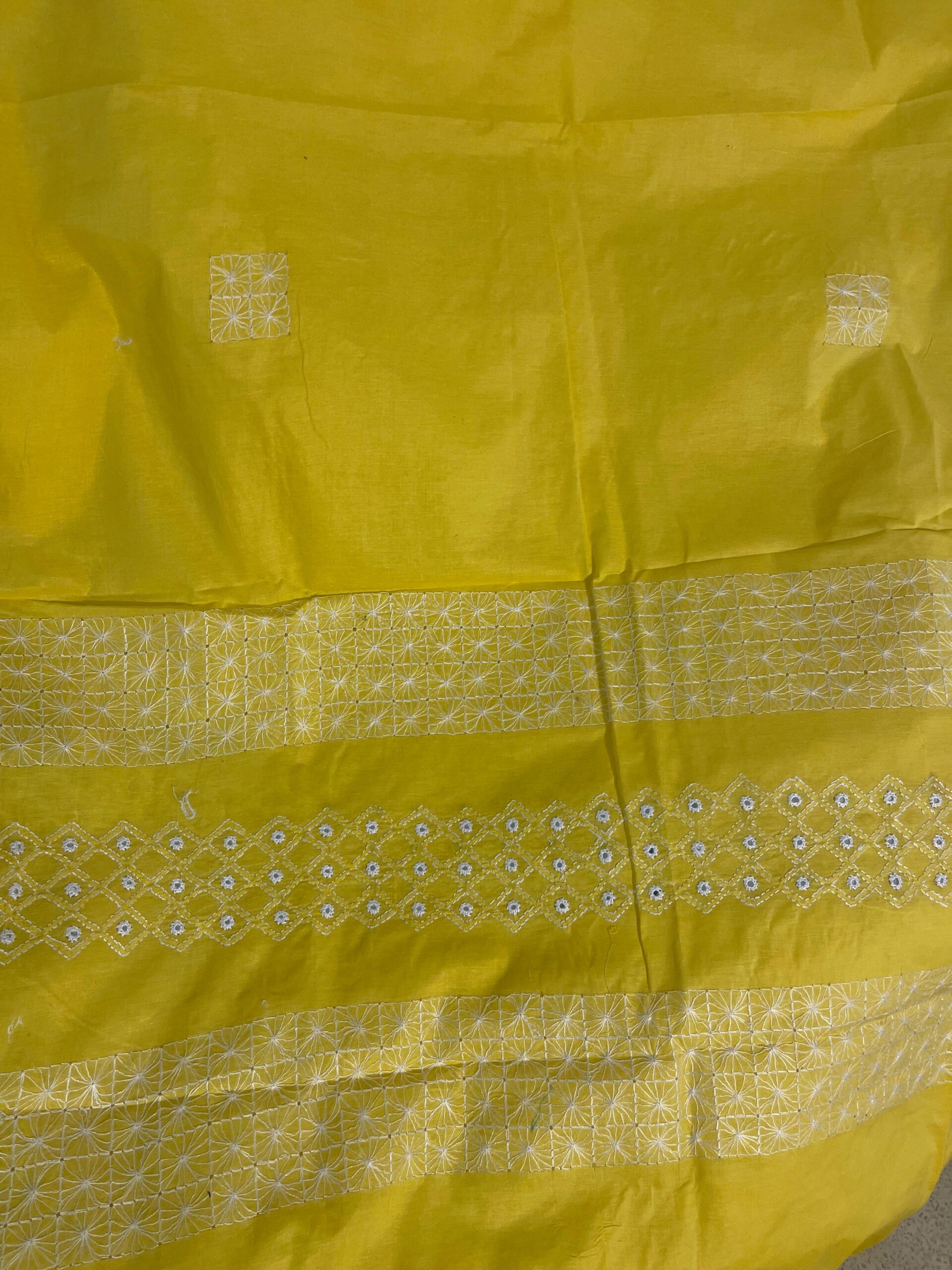Premium Yellow with White Taarkashi & Sheesha Kaari Pure Lawn Unstitched Suit | Premium Yellow Pure Lawn Dupatta - Image 2