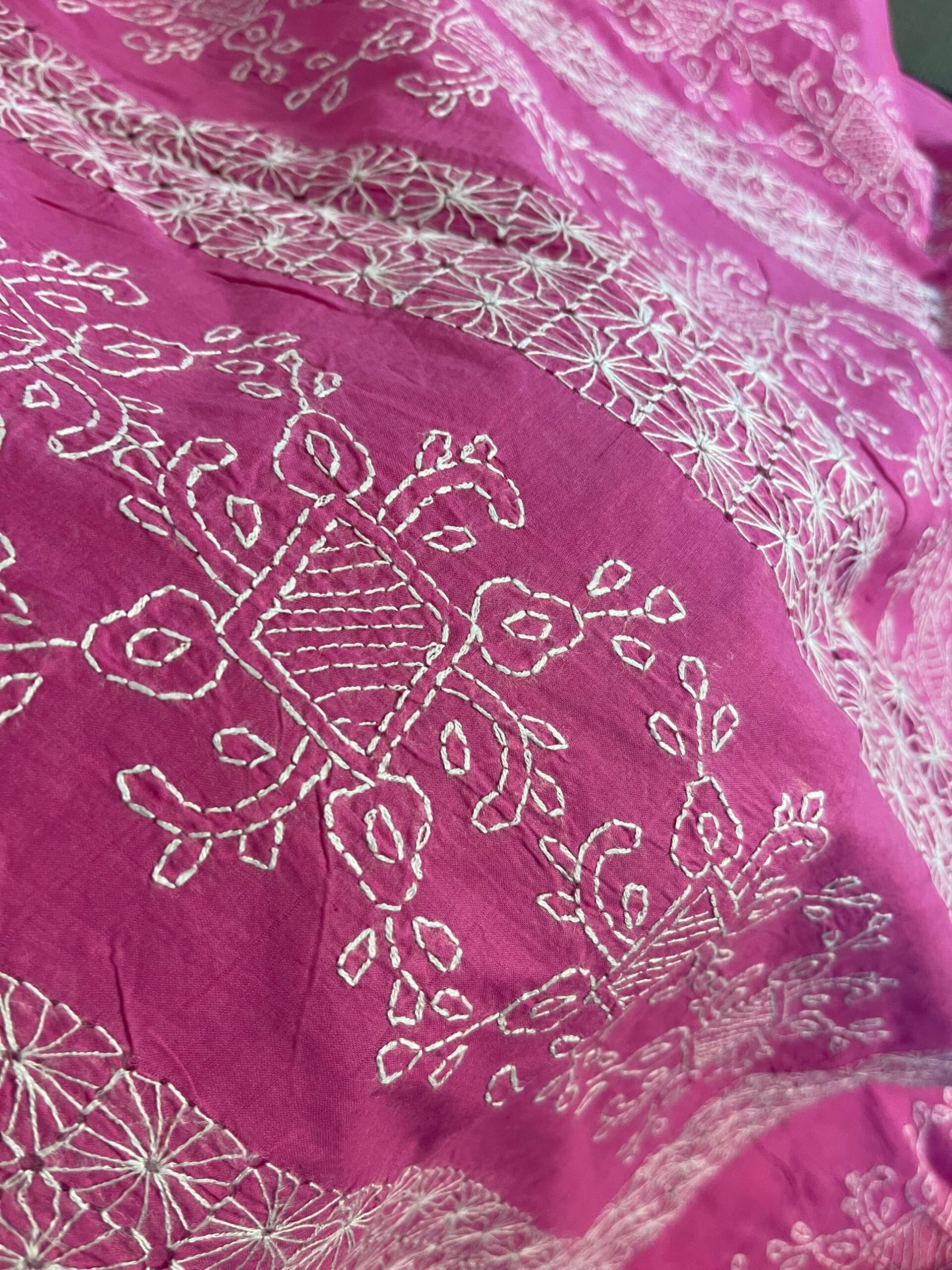 Shocking Pink with White Paisley & Floral Chikankari Premium Pure Lawn Unstitched Suit | Shocking Pink Pure Lawn Dupatta - Image 2