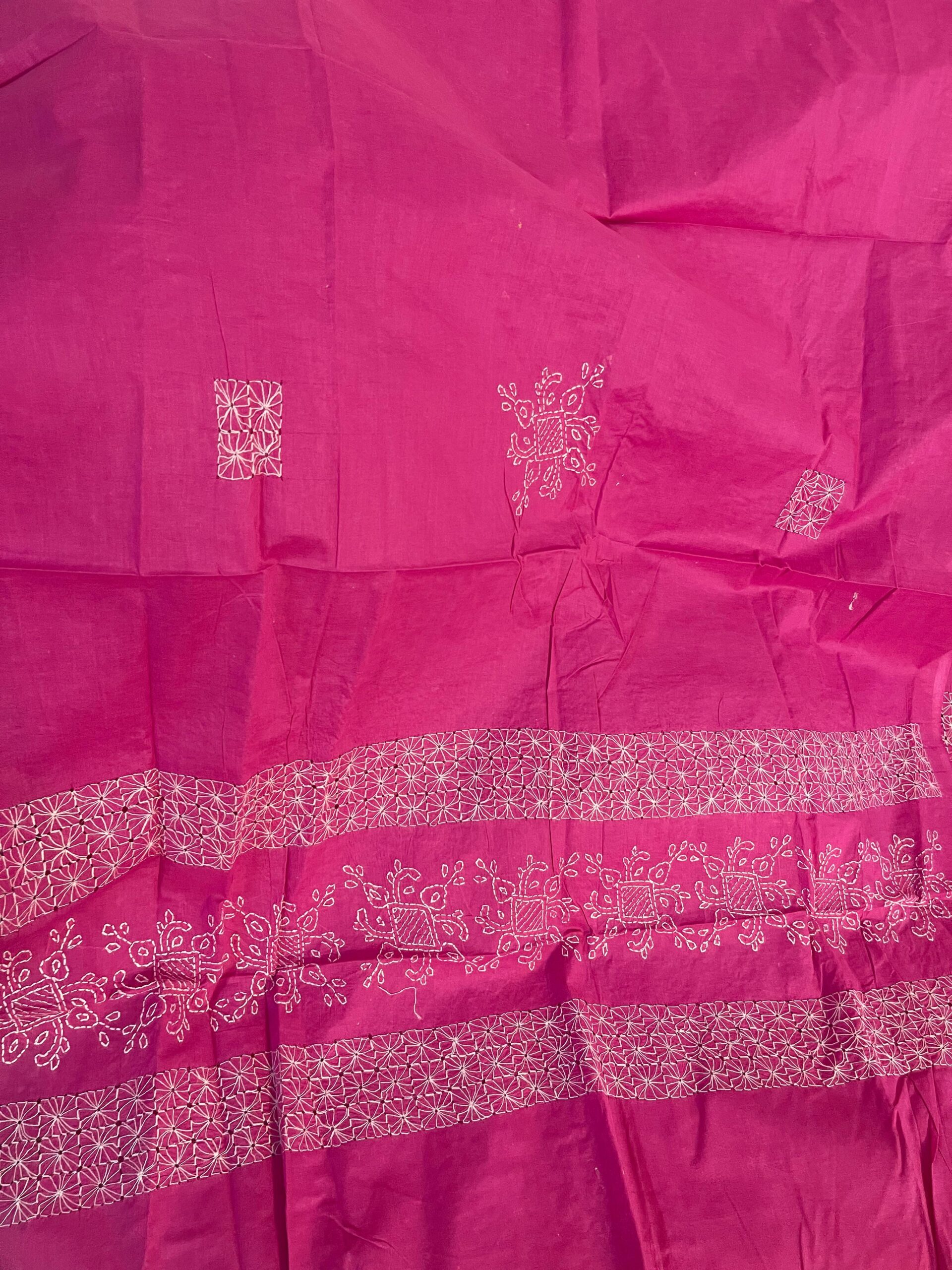 Shocking Pink with White Paisley & Floral Chikankari Premium Pure Lawn Unstitched Suit | Shocking Pink Pure Lawn Dupatta - Image 3