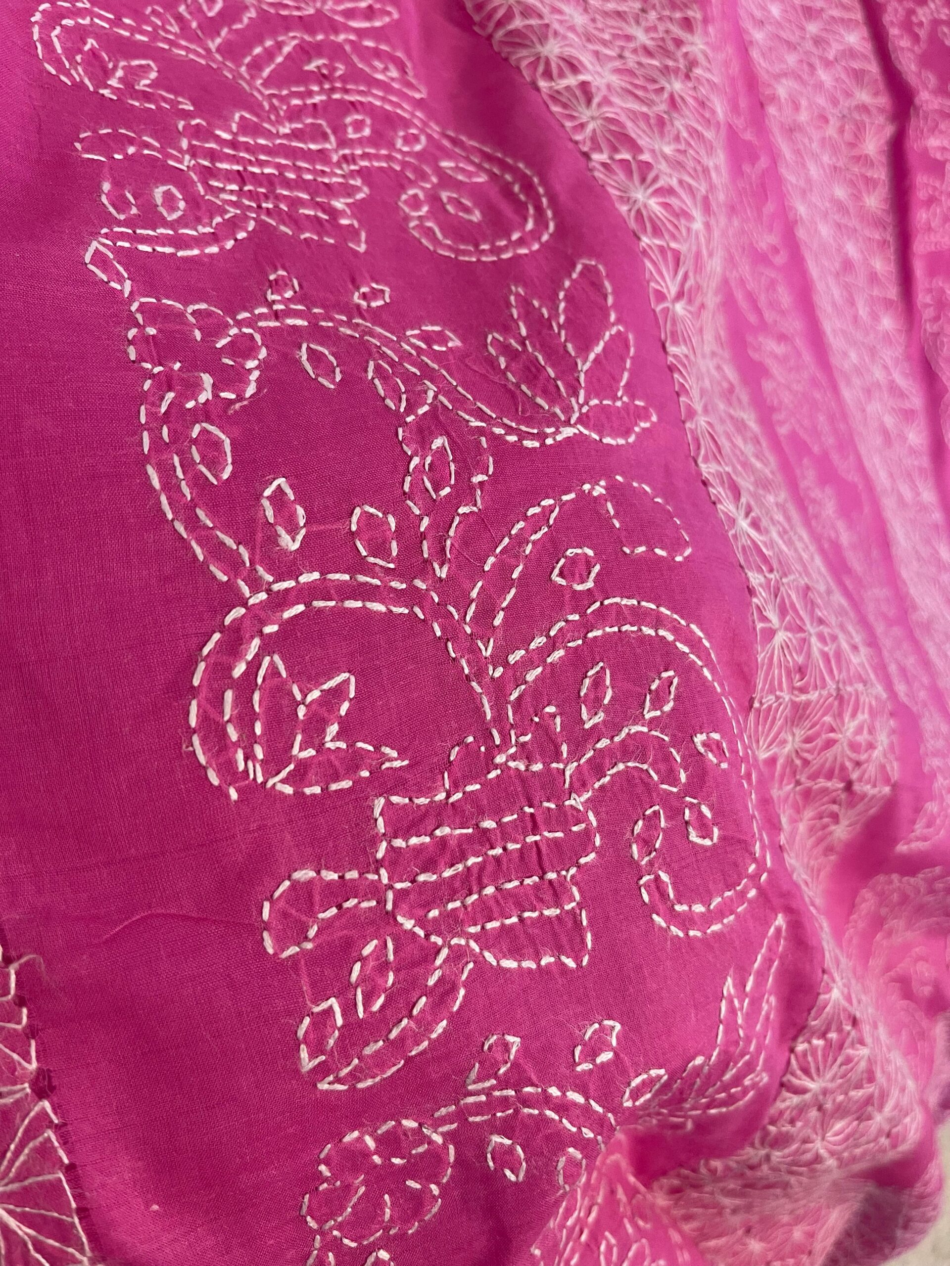 Shocking Pink with White Handmade Tarkashi & Chikankari Premium Pure Lawn Unstitched Suit | Shocking Pink Pure Lawn Dupatta - Image 2