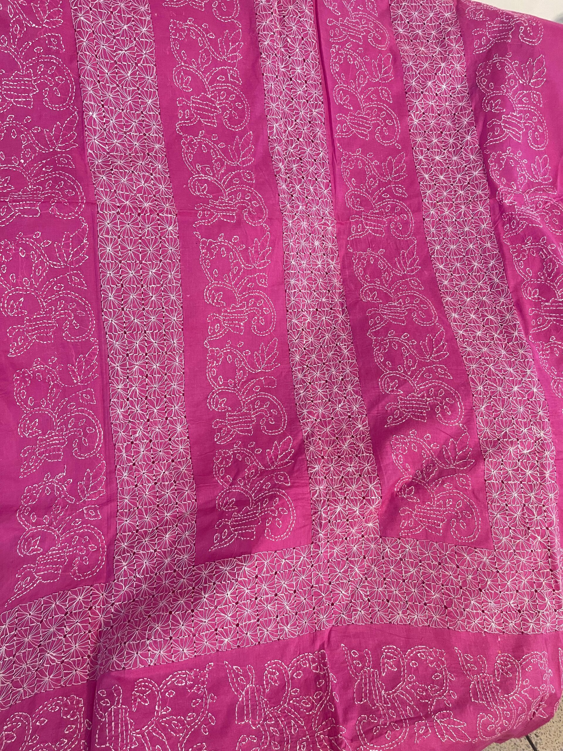 Shocking Pink with White Handmade Tarkashi & Chikankari Premium Pure Lawn Unstitched Suit | Shocking Pink Pure Lawn Dupatta - Image 4