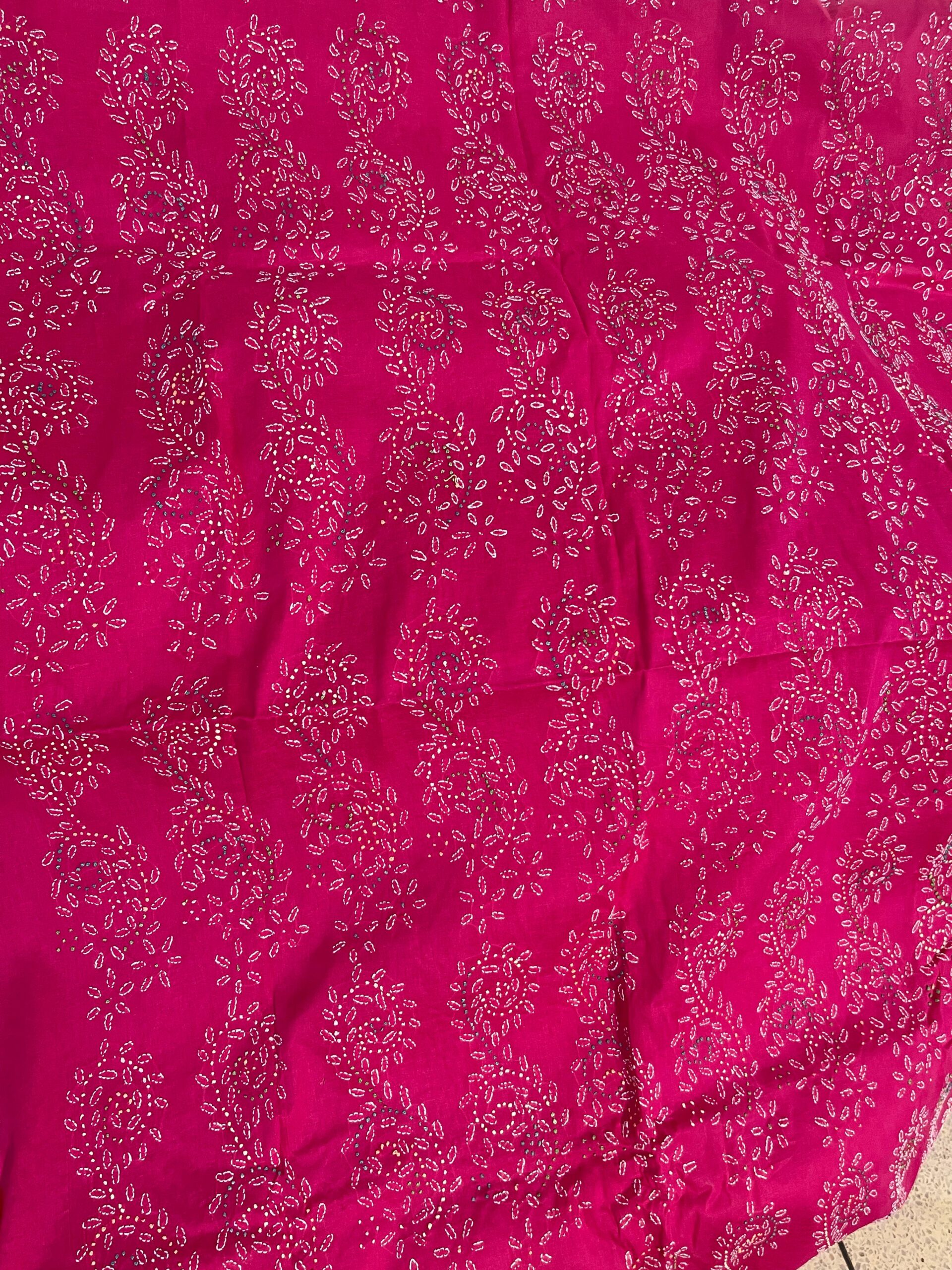 Shocking Pink with White & Multicolor French Knot Embroidery Pure Lawn Unstitched Suit | Shocking Pink Pure Lawn Dupatta - Image 2