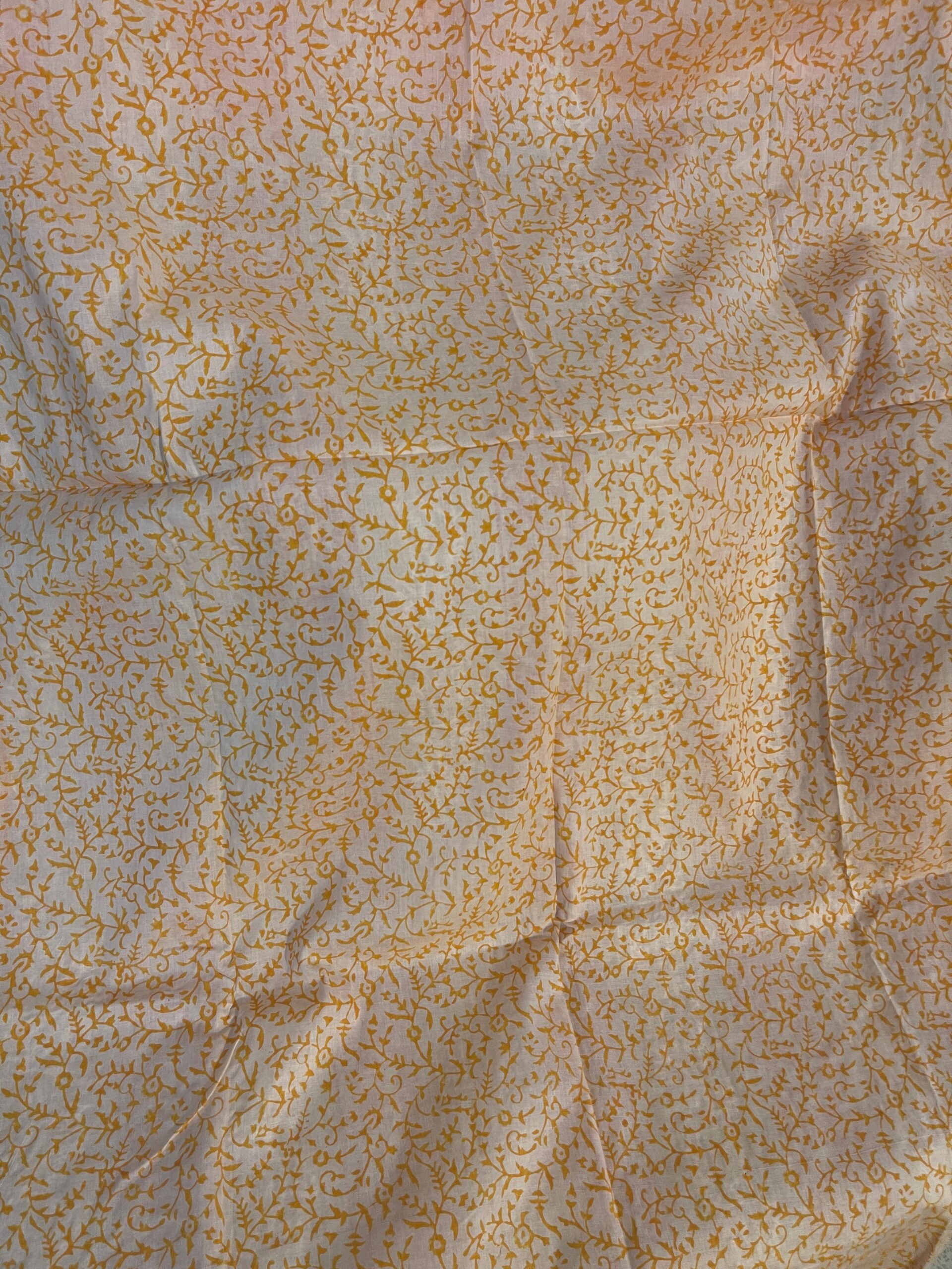 Ivory Cream with Peach Orange Block Print & Chikankari Pure Lawn Unstitched Suit | Ivory Cream Pure Lawn Dupatta - Image 3