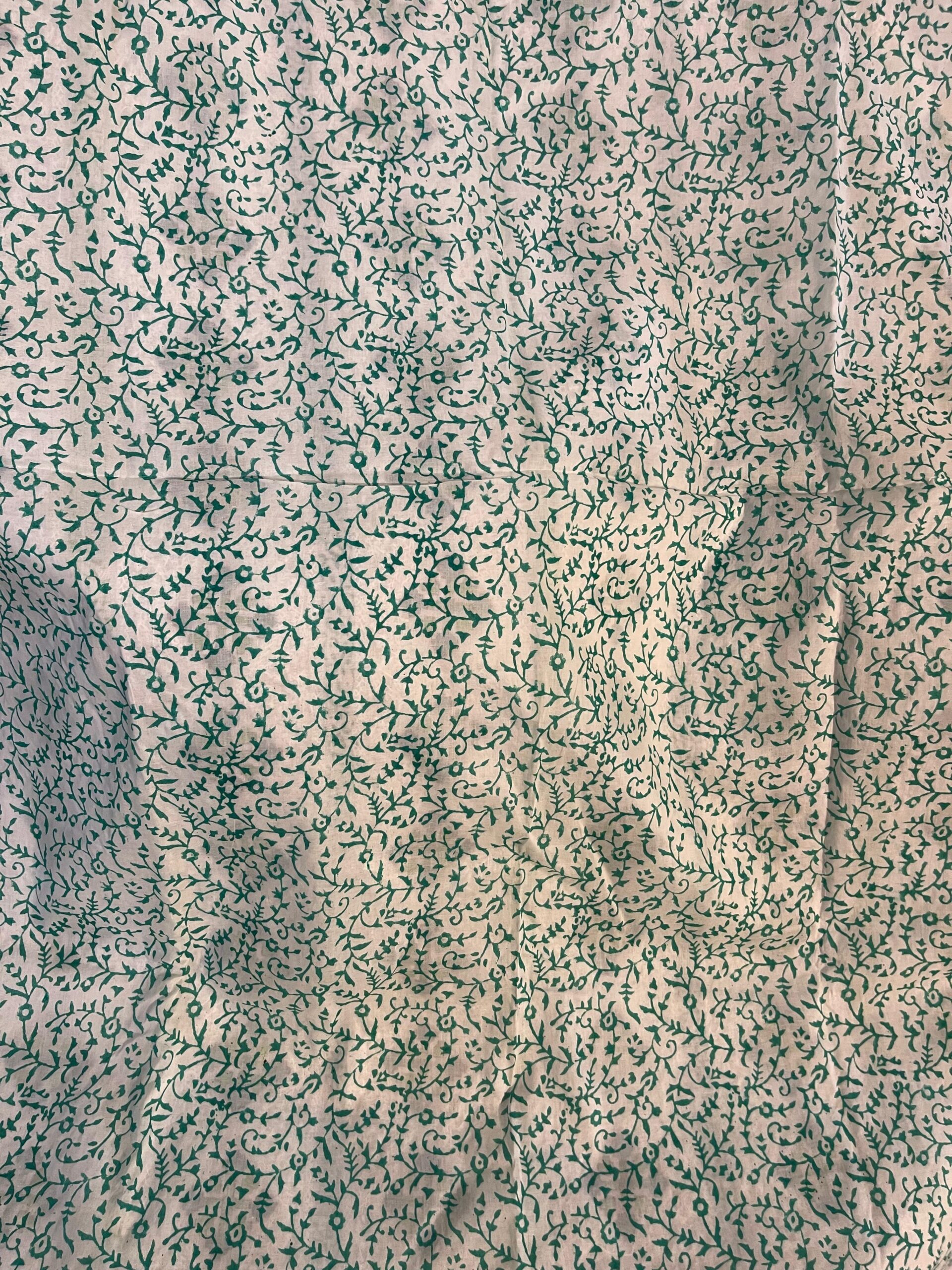 White with Teal Green & Lime Green Block Print & Chikankari Pure Lawn Unstitched Suit | White Pure Lawn Dupatta - Image 4