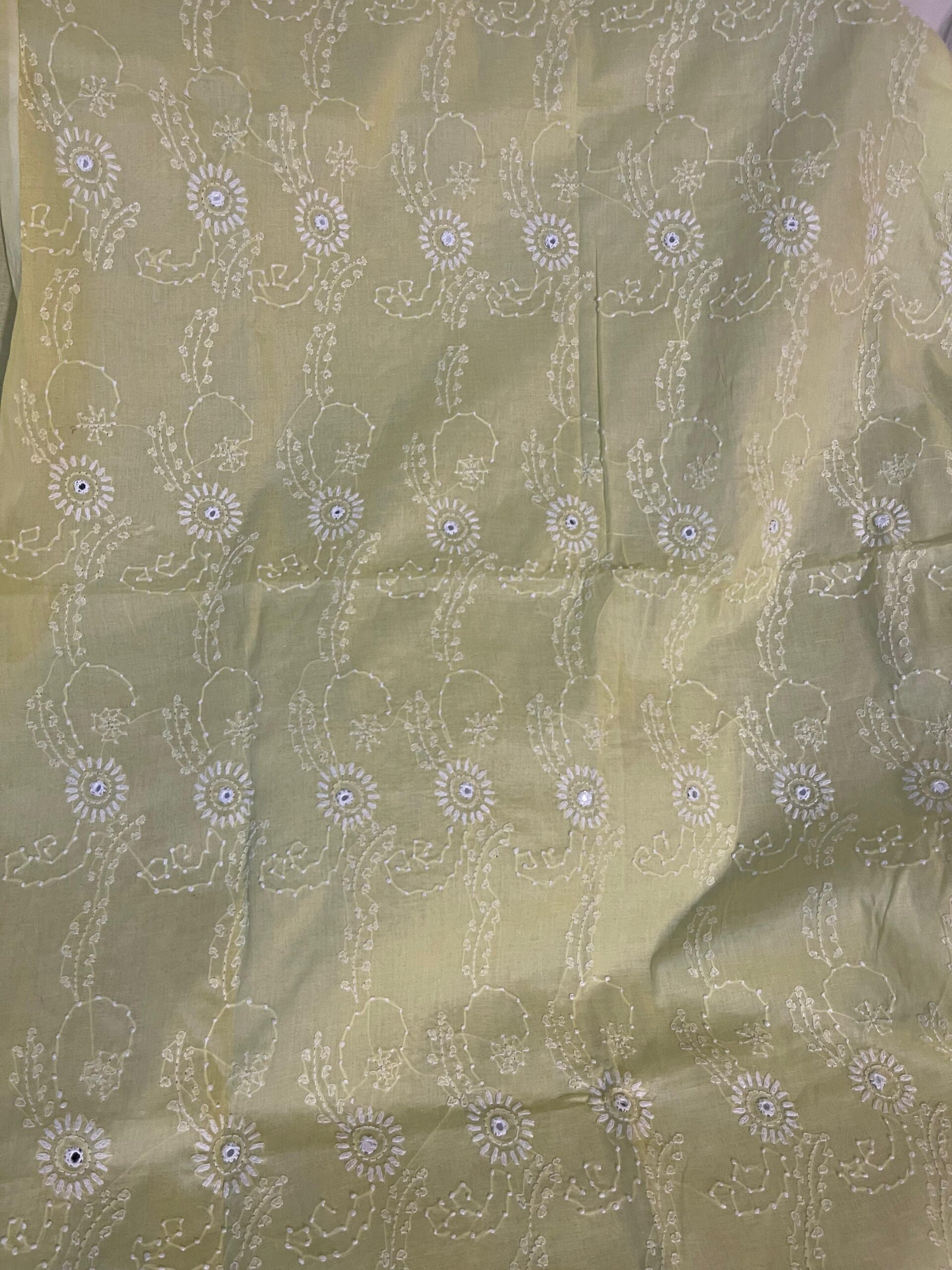 Lemon Yellow with White Floral Embroidery Pure Lawn Unstitched Suit | Lemon Yellow Pure Lawn Dupatta - Image 2