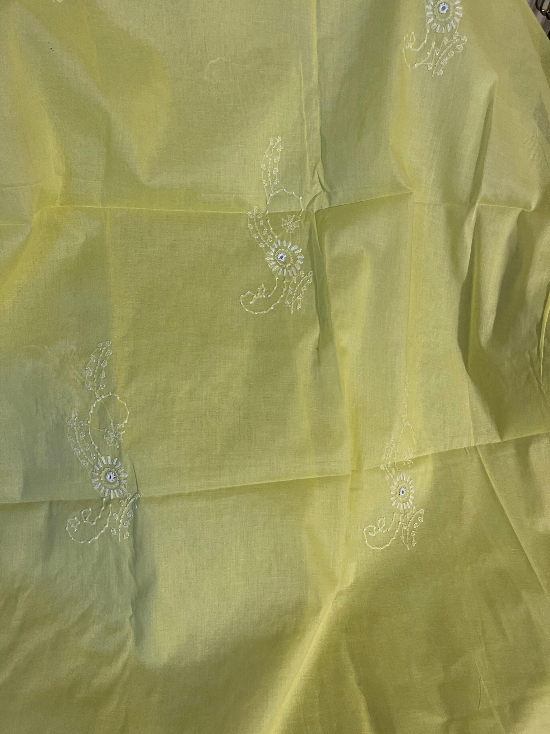 Lemon Yellow with White Floral Embroidery Pure Lawn Unstitched Suit | Lemon Yellow Pure Lawn Dupatta - Image 4