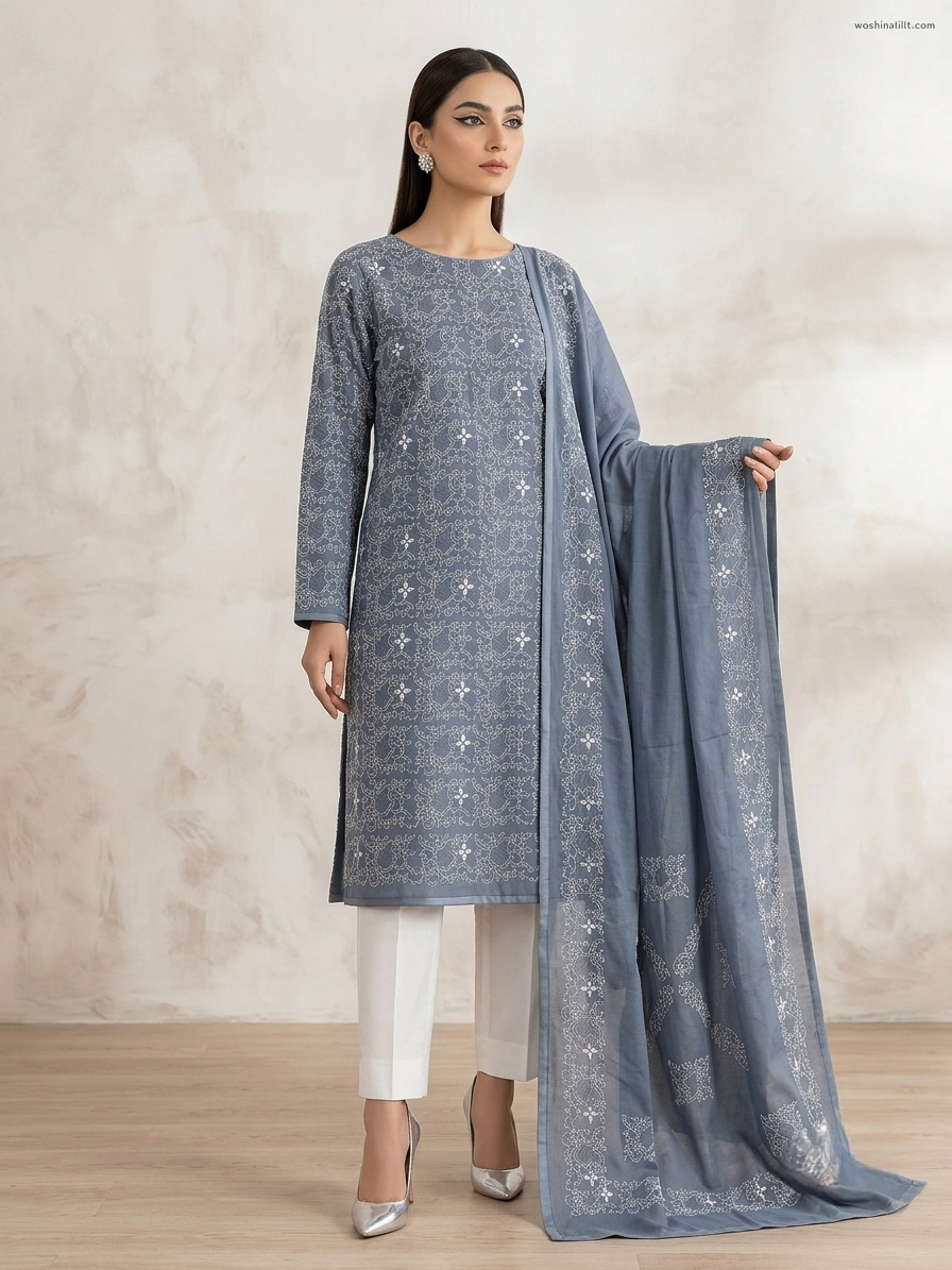 steel-grey-handmade-chikankari-pure-lawn-2-piece-unstitched-suit-with-embroidered-lawn-dupatta