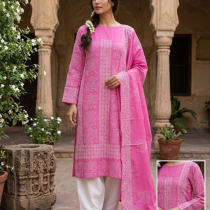 Light Pink with White Handmade Tarkashi & Chikankari Pure Lawn Unstitched Suit | Light Pink Pure Lawn Dupatta